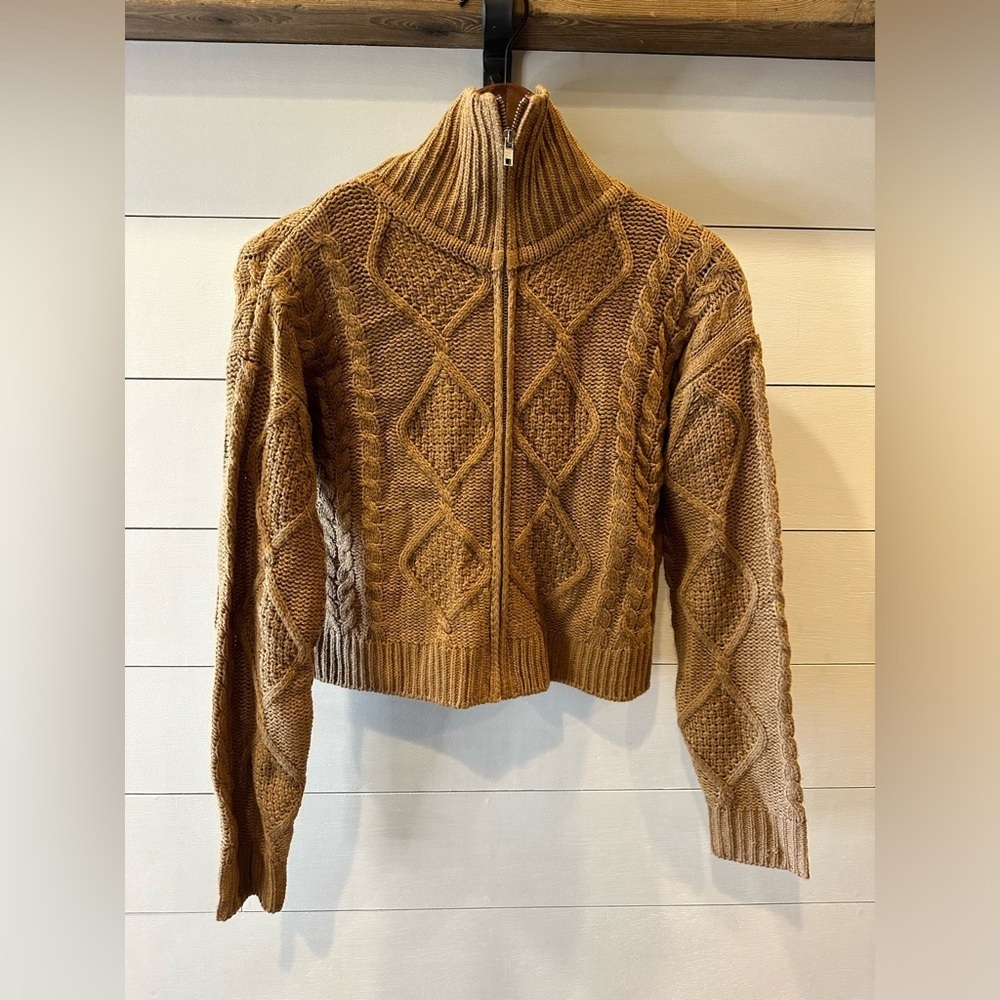 Hippie Rose Cable Knit Tan Sweater- size X-Small